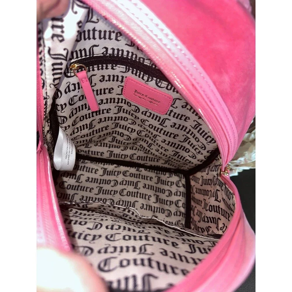 Juicy Couture Pink Lemonade Velour Bling Backpack NEW